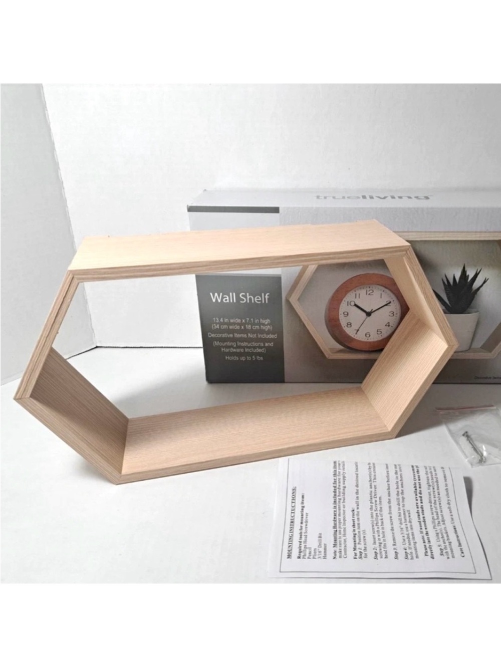 Decorative Hexagon Wall Shelf - Wood
